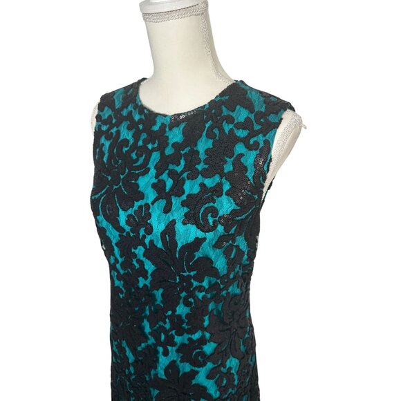 DIANE VON FURSTENBERG Jade Black Floral Sequin Shift Dress Size 6 NEW NWOT - Picture 4 of 10